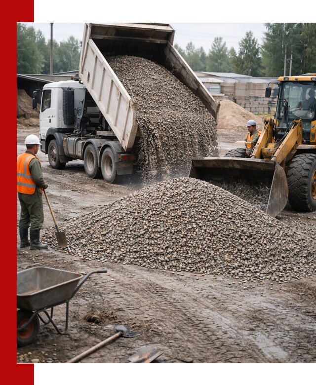 Мытый гравий с доставкой в Лиски от карьера до участка