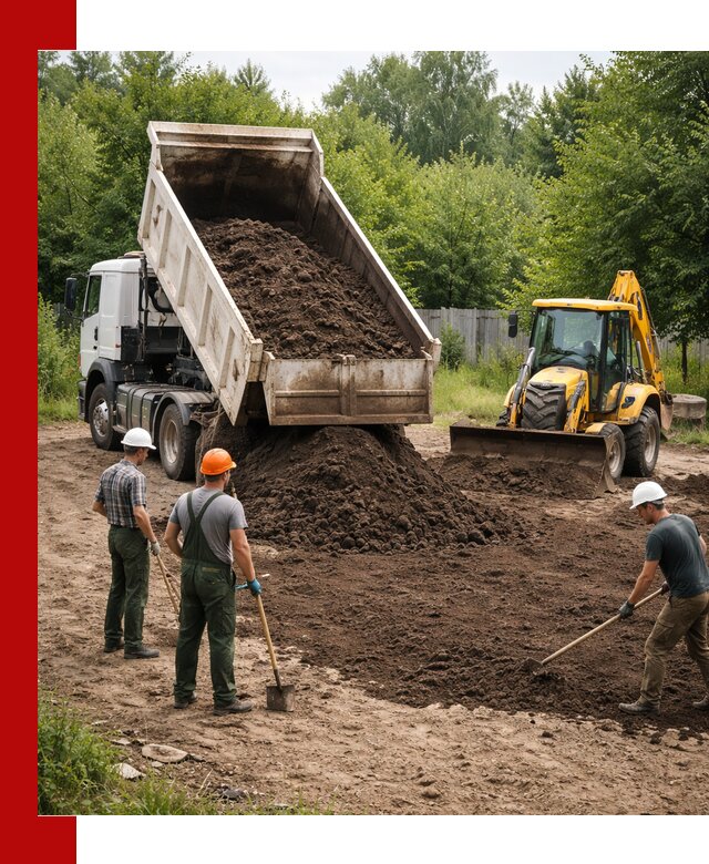 Доставка и укладка грунта для выравнивания участка в Лиски