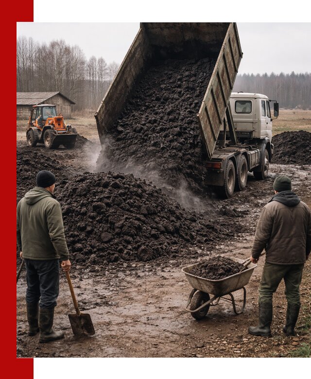 Доставка низинного торфа с разгрузкой и доставкой в Лиски