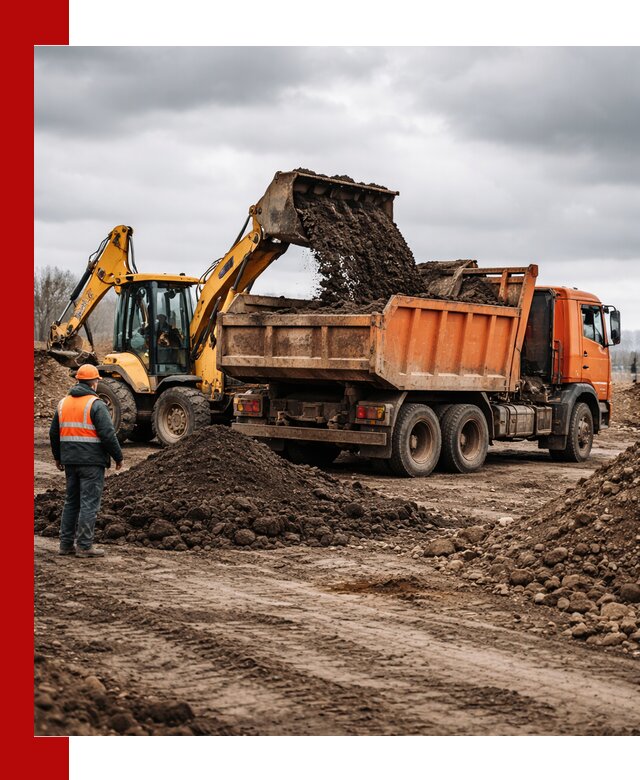 Вывоз грунта и строительного мусора в Лиски грузовыми самосвалами