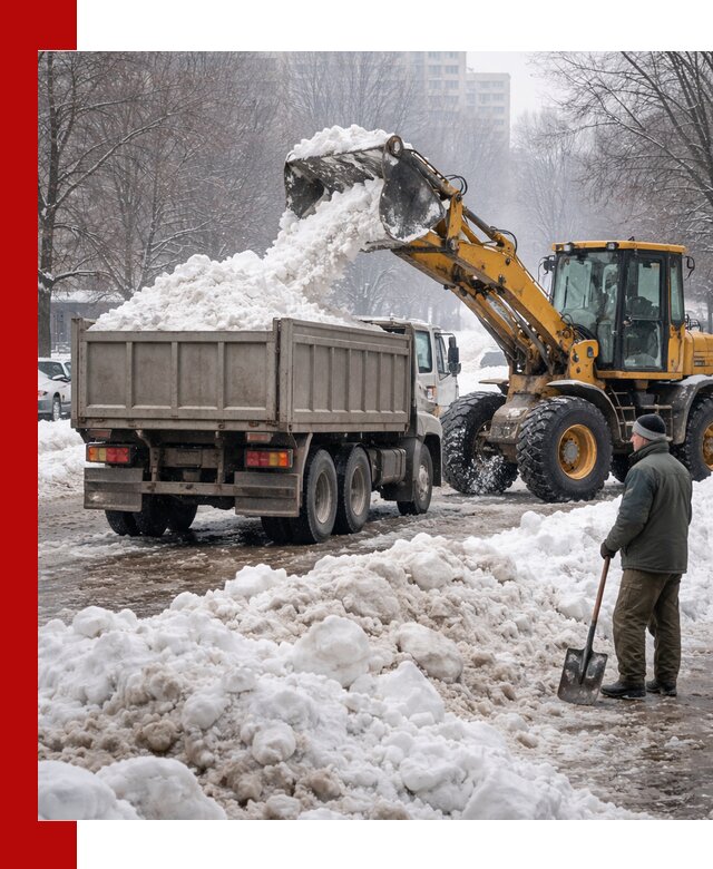 Вывоз снега грузовой техникой в Лиски оперативно и чисто