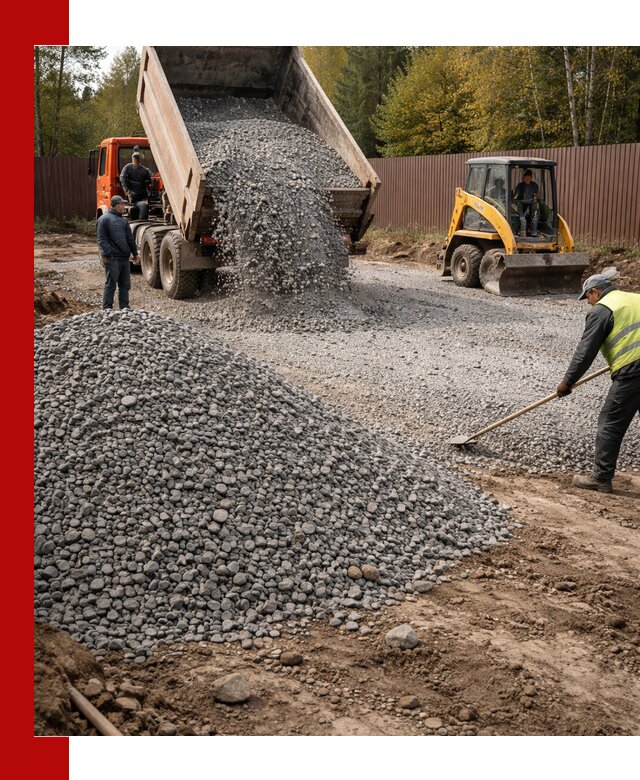 Отсыпка участка щебнем с доставкой и уплотнением в Лиски